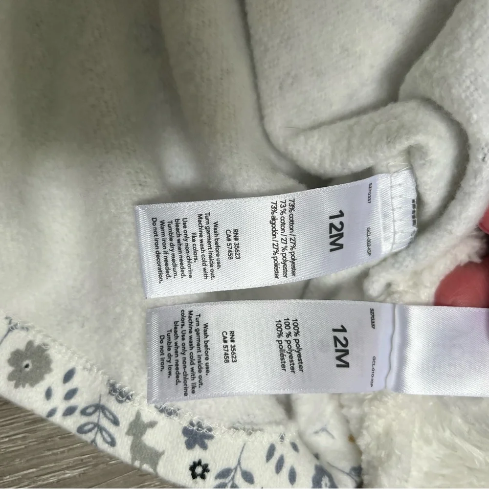 CARTERS 2PC FLEECE LINED LONG SLEEVE DRESS WITH SHERPA VEST 12MO